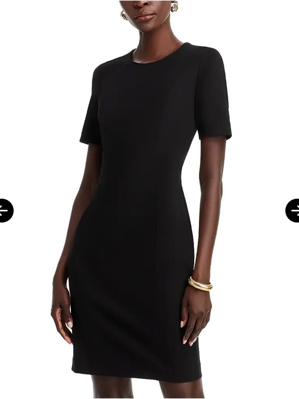 T Tahari Black Sheath Dress Short Sleeve Crew Neck Work Office Size 10